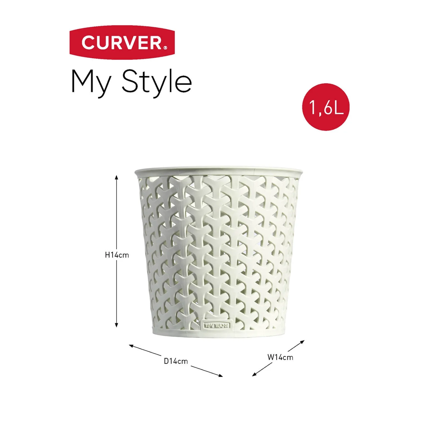 Curver My Style Large Round Plastic Storage Organiser - Vintage White - 1.6L - Image 7