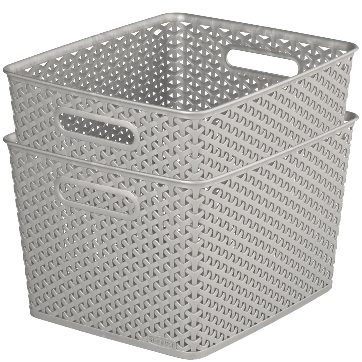 Curver My Style Large Rectangular Plastic Storage Basket - Grey - 18L - Image 4