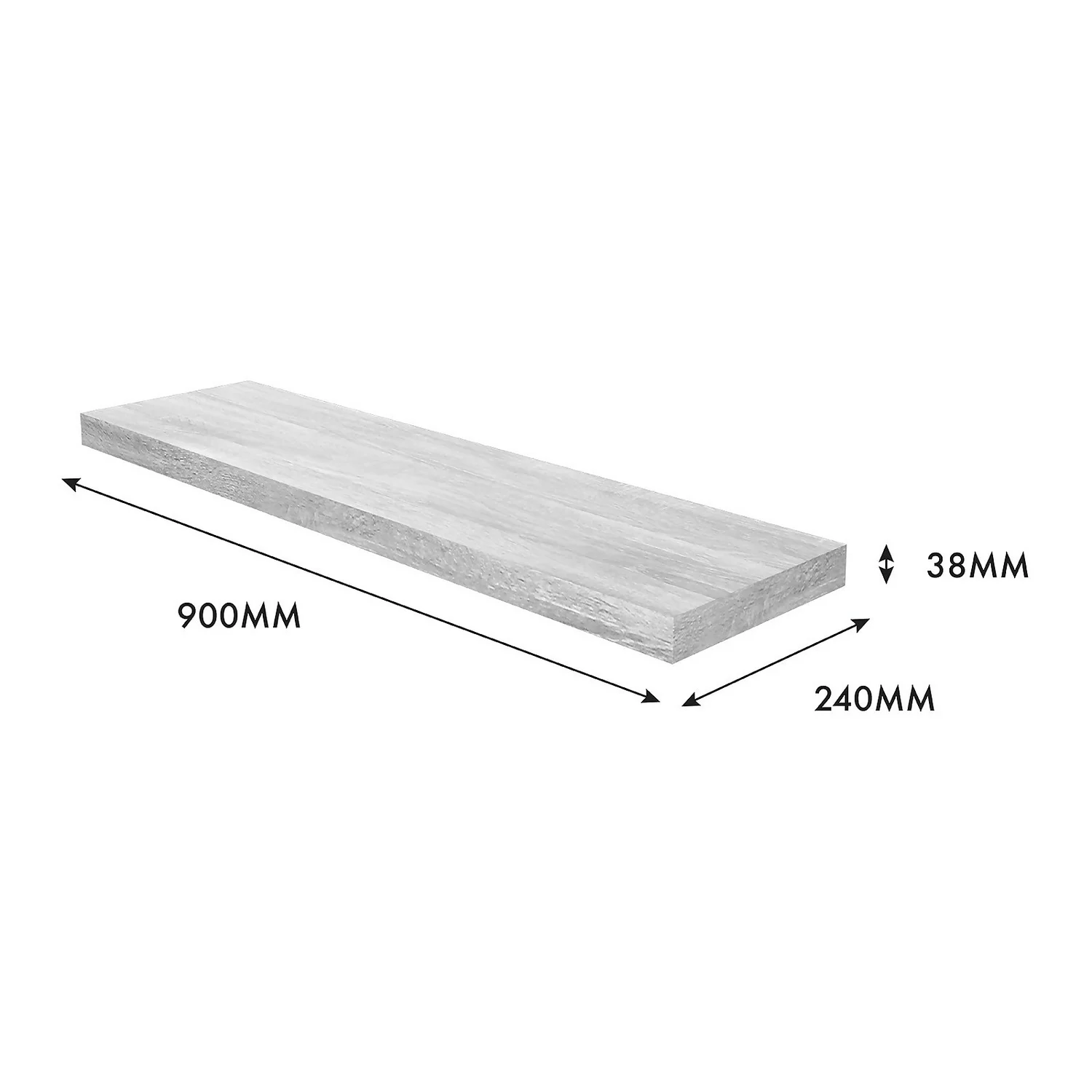 Floating Shelf - Grey Oak - 900 X 235 X 38mm - Image 5