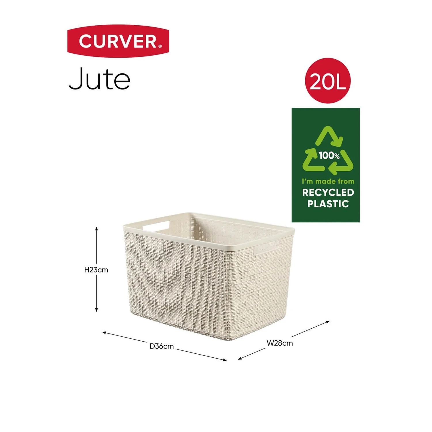Curver Jute Large Basket - 20L - Off White - Image 5