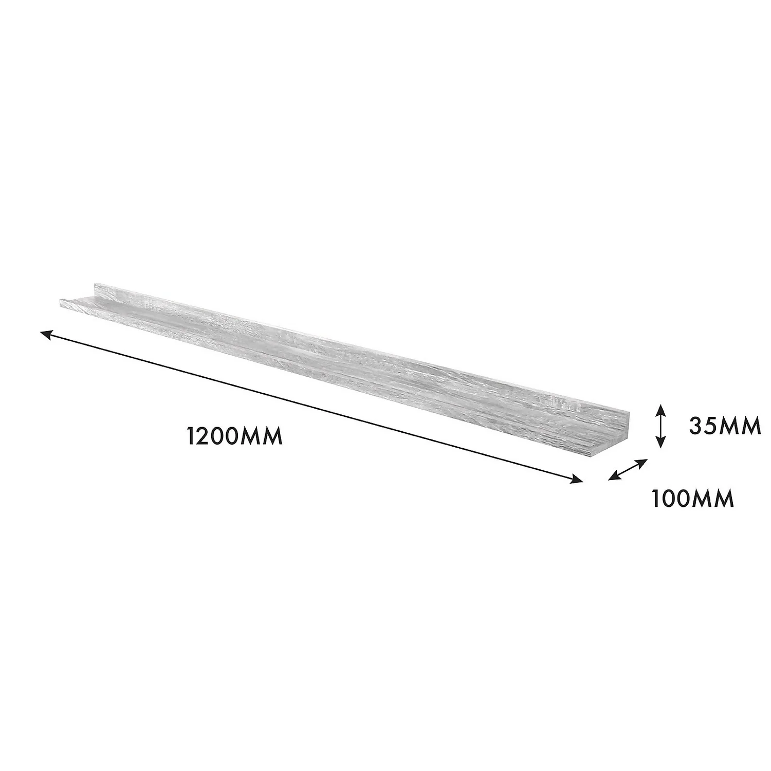 Flexi Storage Decorative Shelving Photo Shelf Grey Oak 1200x35x100mm - Image 3