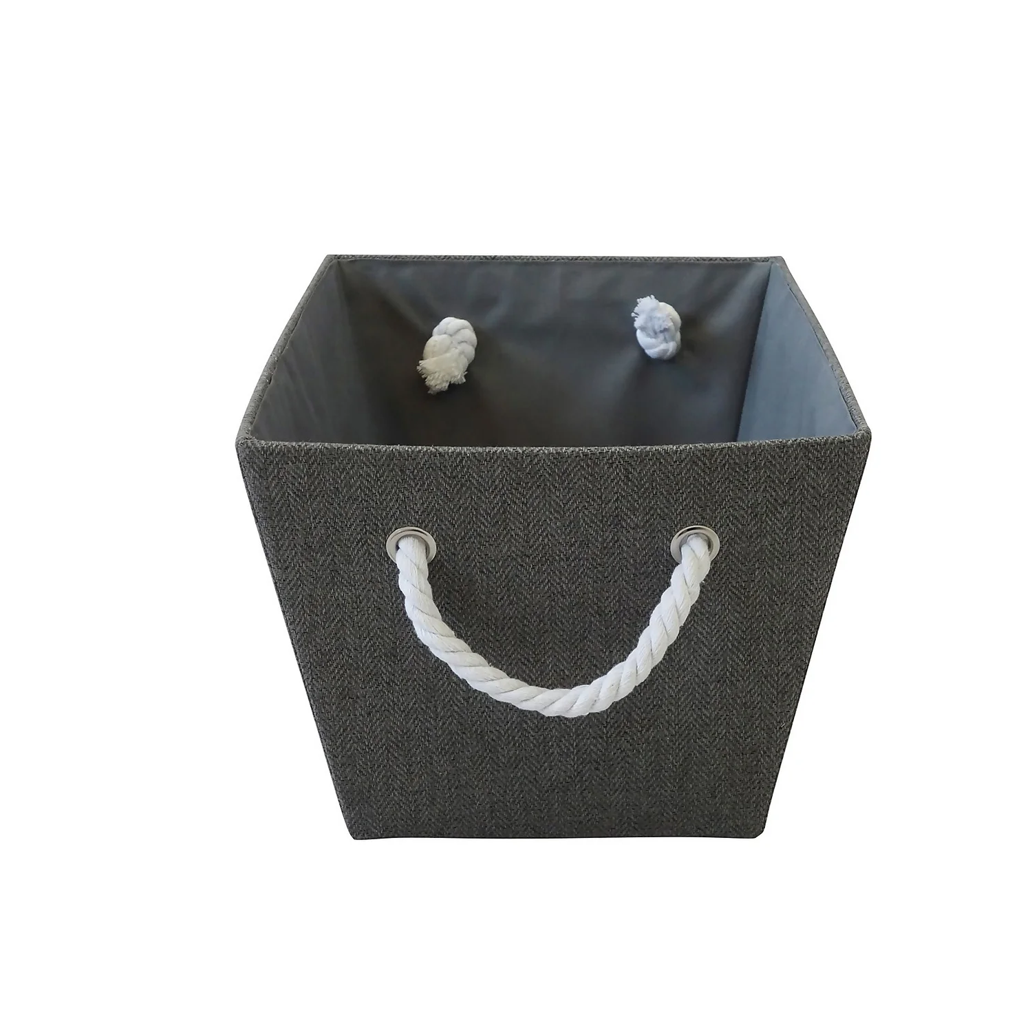 Grey Herringbone Medium Storage Basket - Image 2