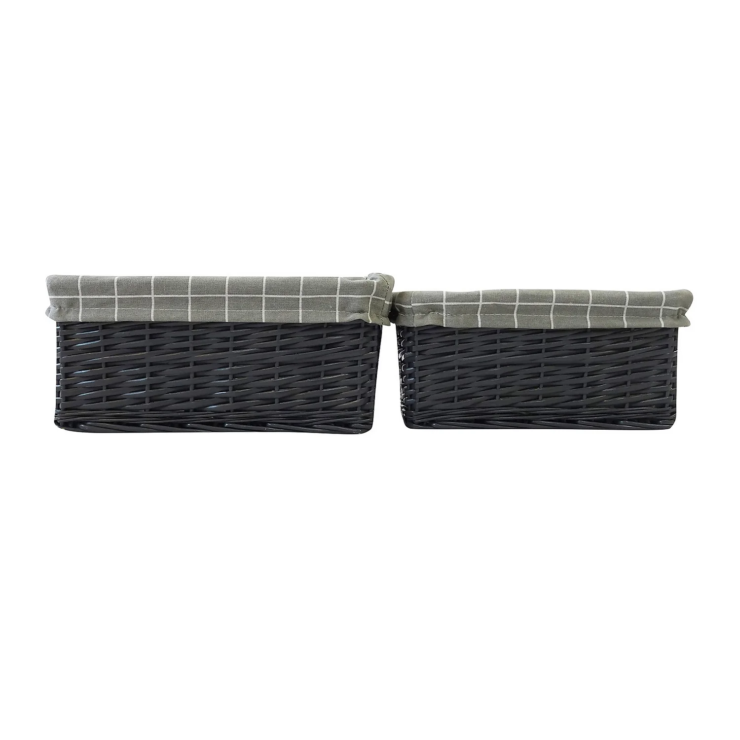 Set Of 2 Grey Willow Lined Baskets - Image 2