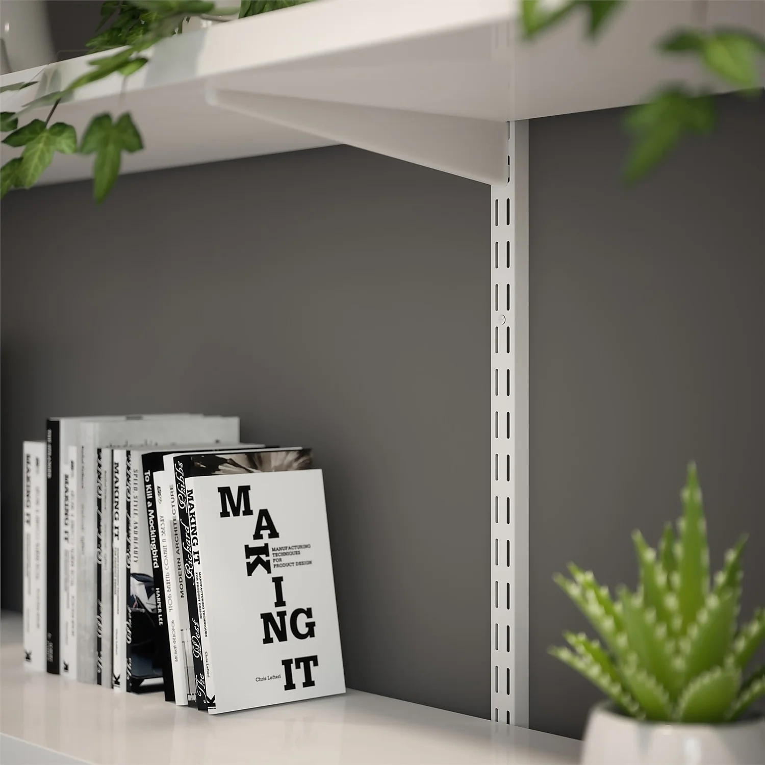 Anti-bacterial Twin Slot Shelving Kit - 1981mm White Twinslot And 120mm Brackets - White - Image 3