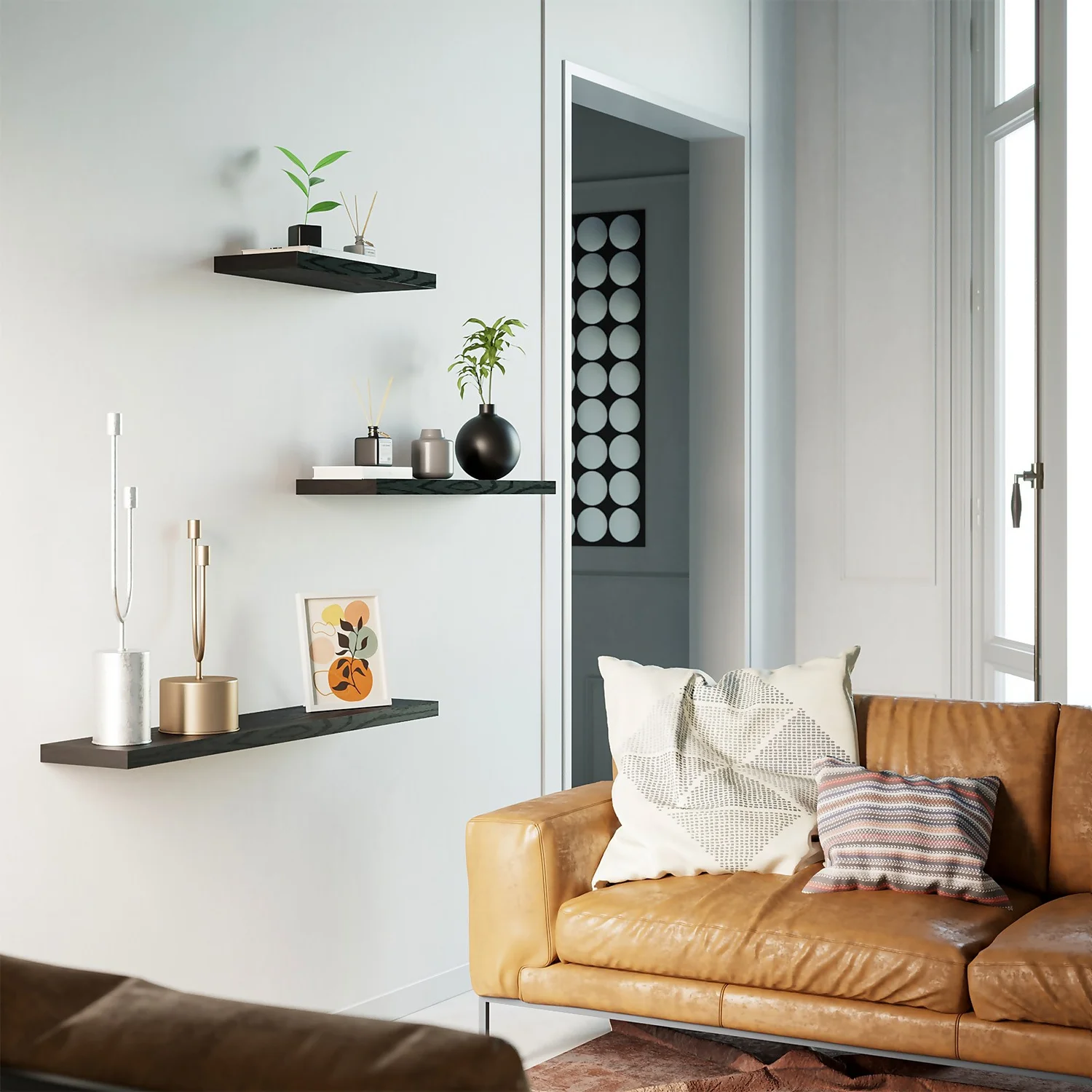 Flexi Storage Decorative Shelving Floating Shelf Black Oak 600x38x240mm - Image 2