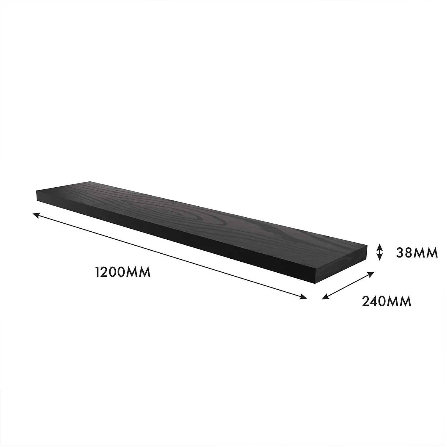 Flexi Storage Decorative Shelving Floating Shelf Black Oak 1200x38x240mm - Image 5
