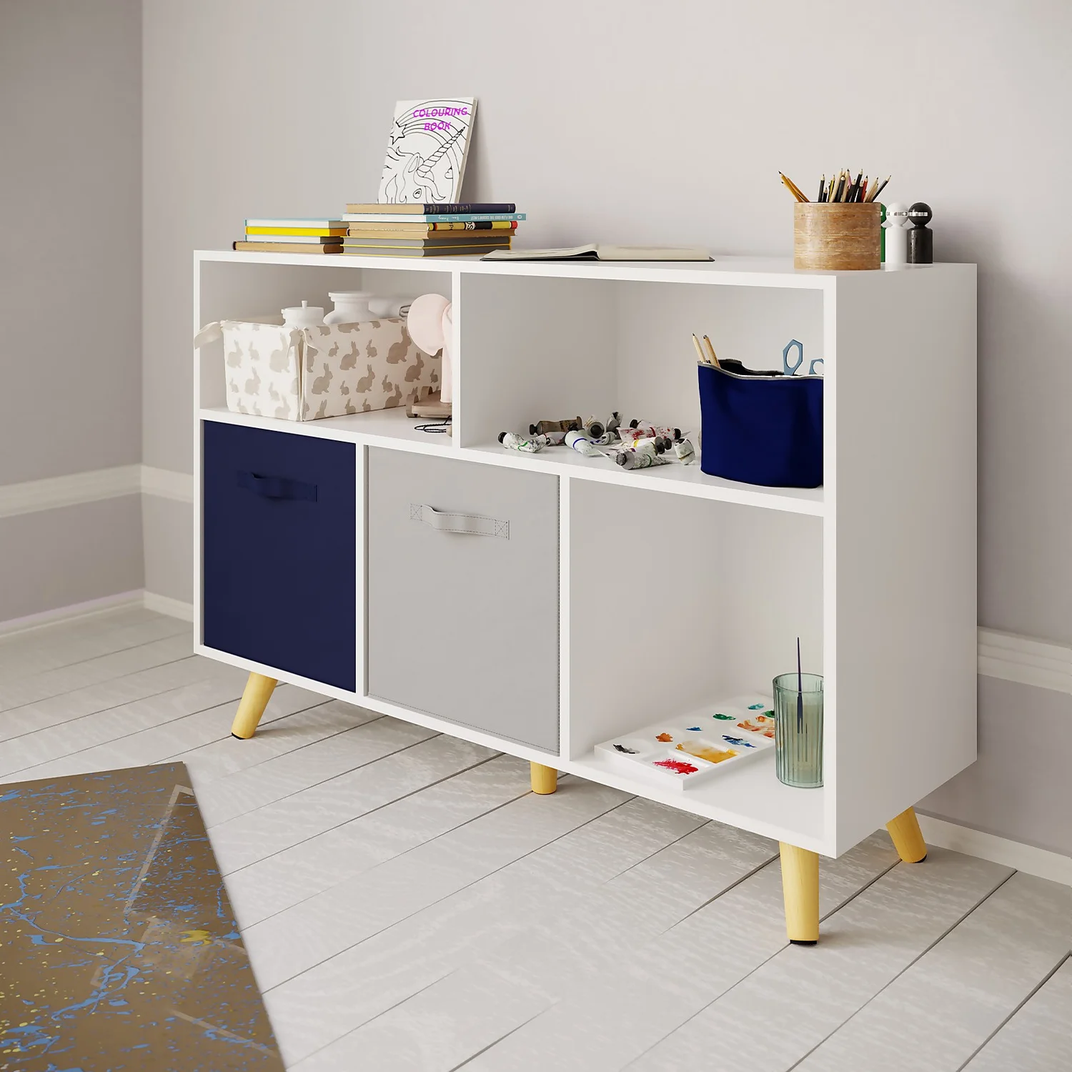 Kids Compact Storage Unit With Legs - White - Image 3