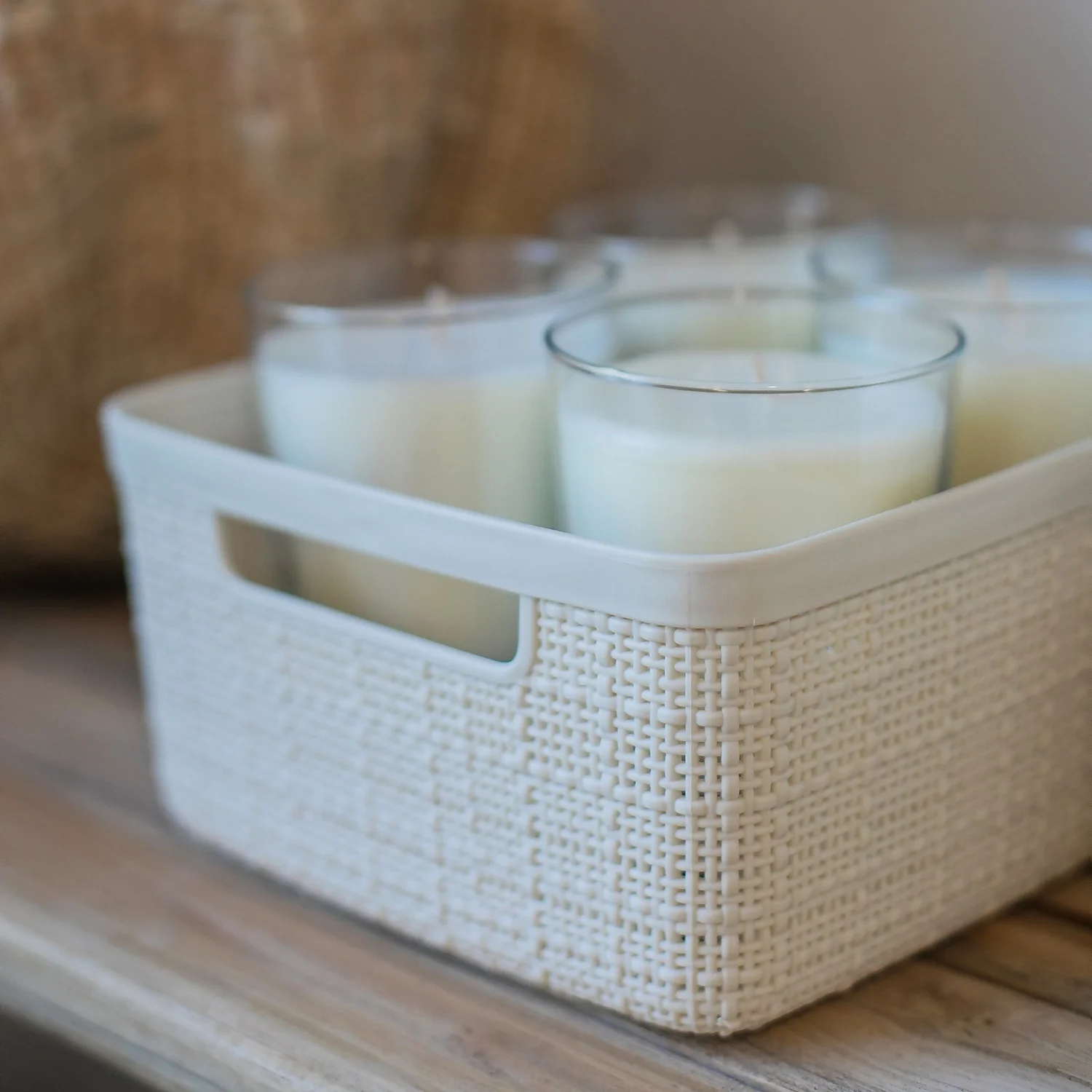 Curver Jute Small Recycled Storage Basket - 5L White - Image 3